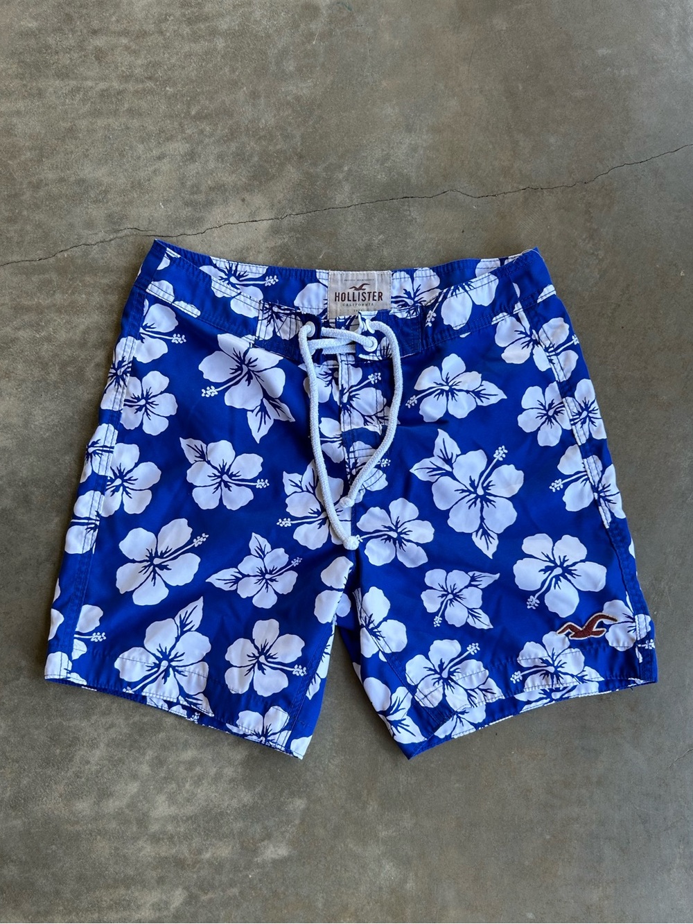 Hollister Blue and White Floral Men’s Swim Trunks